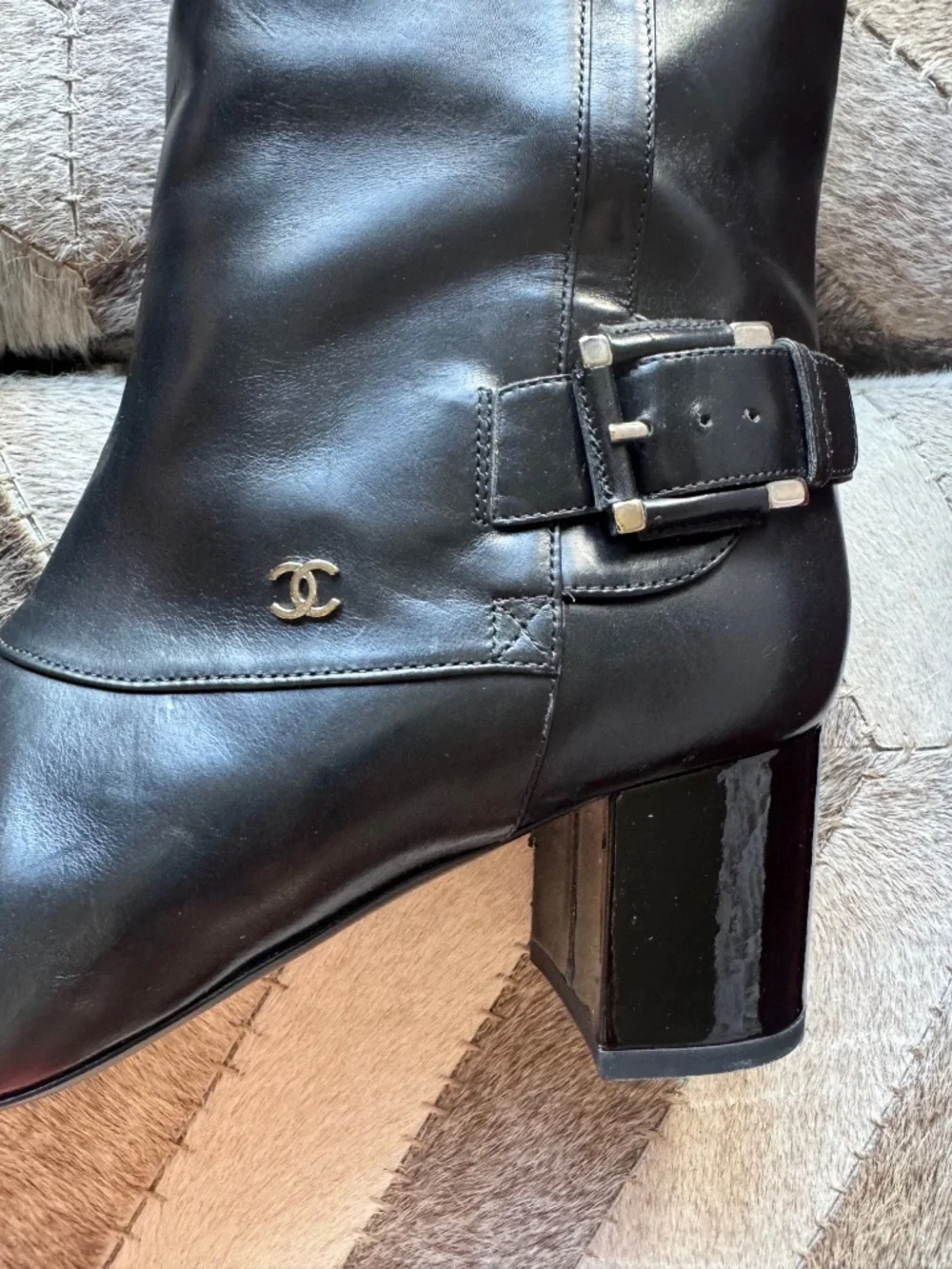 Chanel Black Leather Knee Hi Cap Toe 2013 Boots - Vintage